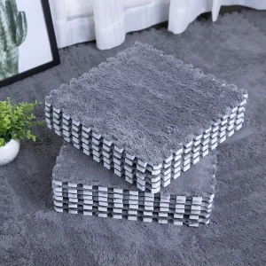 1-Piece Modern Multiple Colors Interlocking Carpet Shaggy Soft EVA Foam Mats Fluffy Non-slip Protective Floor Tiles Exercise