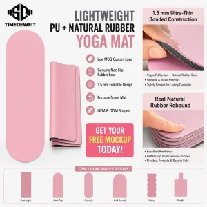 1.5mm Wavy Pill-Shaped PU Rubber Yoga Mat Non-Slip Arched Mat for Yoga and Pilates