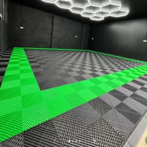 1.8cm Interlocking Garage Floor Tiles Anti-Slip PP Plastic Modular Flooring for Car Wash Detailing Shop & Workshop