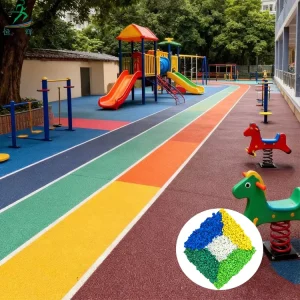 10% 13% Rubber Content EPDM Mulch Material Cushion Floor Shock Absorption Eco-Friendly Anti Slip Anti-Bacterial Kid’s Sports