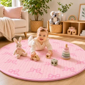100% Cotton Custom Printed Baby Play Mat Machine Washable Kids Floor Mat Luxury Quilted Baby Crawling Mat
