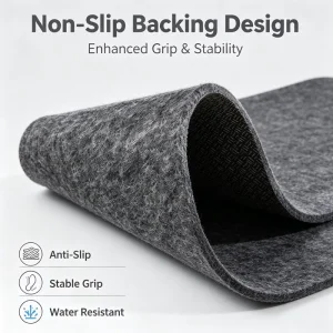 100% Polyester Anti-Slip Breathable Carpet Underlay Gray Cup Mat with Dots Plain Style Eco-Friendly Needle Punch Felt