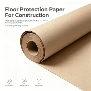 100% Renewable Kraft Protective Paperboard Roll Disposable Floor Protection Paper for House Decoration Renovation Project