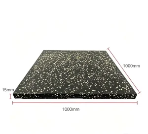 1000 X 1000 X 15mm Anti-Slip Noise-Insulating Shock-Absorbing Elastic Weightlifting Gym Rubber Flooring Tiles