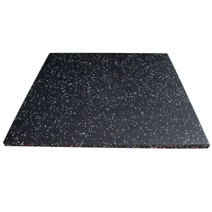 1000 X 1000 X 25mm Thick Full Black High Density Safety Mat for Gym Free Weights Zone Gym Rubber Flooring