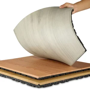 1000x1000x20mm Wood Color Rubber Gym Flooring High Density Durable Anti Static with Connect Pins