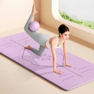 10mm Home Gym Indoor Fitness Thick Extra Wide TPE Non-Slip Dual Layer Alignment TPE Yoga Mat