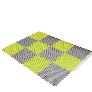 12 Pieces Interlocking Soft PVC Floor Tiles Non-slip Swimming Pool Shower Bathroom Kitchen Mat with Drainage Holes