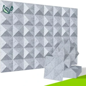12″ X 12″ 3D Polyester Soundproof Wall Panels Acoustic Treatment for Studio Home and Office