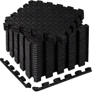 12.6*12.6*0.4-Inch EVA Interlocking Non-Slip Water-Resistant Puzzle Exercise Mat, 18 Sq Ft
