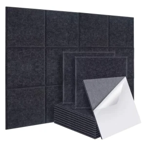 12x12inch Square Beveled Edge Self Adhesive High Density PET Felt Acoustic Wall Panels for Theater Room Home Cinema Music Studio