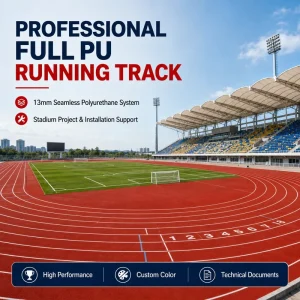 13 mm Full PU Running Track System Polyurethane Athletic Surface for Stadium and Track Field Projects