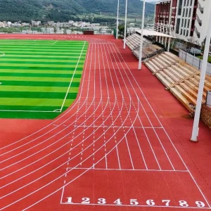 13mm Hybrid EPDM Rubber Running Track Flooring Permeable Anti Slip Sports Court Mat with PU Wear Layer for Outdoor Stadium Gym and Playground