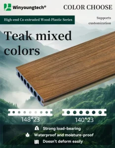 140x22mm Composite Floor Eco-Friendly Waterproof Outdoor Wood Plastic Composite Decking