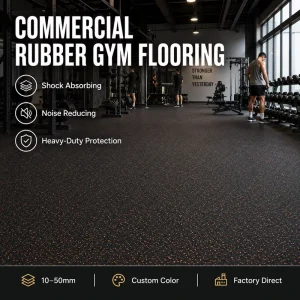 Rubber Gym Flooring Tiles 15mm 20mm Shock-Absorbing Floor for Fitness Centers