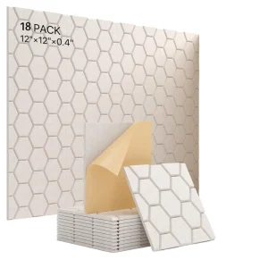 18 Pcs Modern Acoustic Panels Self-adhesive Soundproof Living Room Bedroom Home Office 80% Noise Reduction 9mm Thick