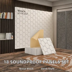 18 Pcs Modern Acoustic Panels Self adhesive Soundproof Living Room Bedroom Home Office 80% Noise Reduction 9mm Thick