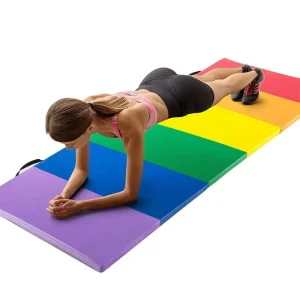 180x60cm Tri-Fold Folding Exercise Mat 5cm Pad with Carrying Handles for MMA Gymnastics Stretching Core Workouts