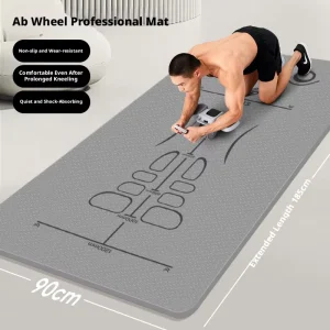 183 cm Anti-Slip Ab Wheel Mat 90cm Extra Wide Exercise Floor Pad Shockproof Silent Jumping Rope Carpet for Home Gym Men Fitness