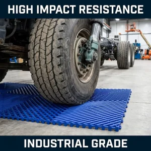 18mm Blue Click Interlocking Eco-Friendly Floor Tiles High-Impact Plastic Garage Park Grid Mat CE Certified Anti-Slip Flooring