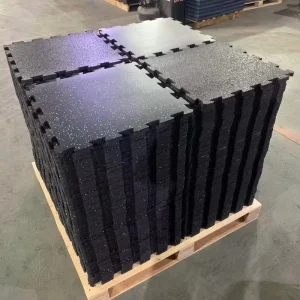 19 x 19 x 15 mm Interlocking 100% Recycled Rubber Gym Floor Tiles for Home Gym Anti-Slip Low-Odor