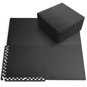 1cm Thick EVA Training Exercise Mats Gym Floor Nonslip Interlocking Foam Mats for Gym and Home Workouts Black