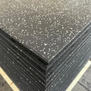 1m *1m*20mm Black With 15% White Speckled Non-slip Gym Rubber Floor Mat Shock Absorb Rubber Matting For Weightlifting