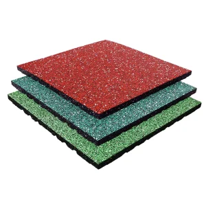 1m X 1m X 15mm Black Interlocking Outdoor Rubber Flooring Tiles Anti Slip Gym Floor Mats for Workshop and Playground