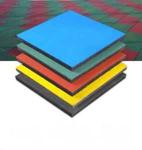 1m X 1m X 15mm Black Interlocking Outdoor Rubber Flooring Tiles Anti Slip Gym Floor Mats for Workshop and Playground