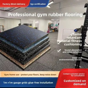 1m x 1m Fitness Rubber Floor Mat Interlocking Tiles for Strength Training and Dumbbell Areas