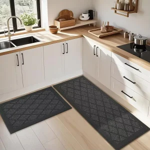 2 PCS Modern Tufted Kitchen Mats Non Slip Washable Polypropylene Absorbent Sink Rugs for Kitchen Floor
