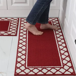 2-Piece Thin Kitchen Mat and Rug Set, Water-Absorbent, Washable, Anti-Fatigue, Drying