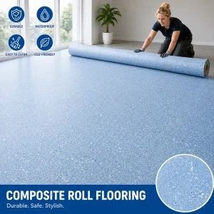 2.0mm Homogeneous PVC Vinyl Roll Flooring High Performance Eco Friendly Waterproof Anti Slip Fireproof for Hospital School Lab