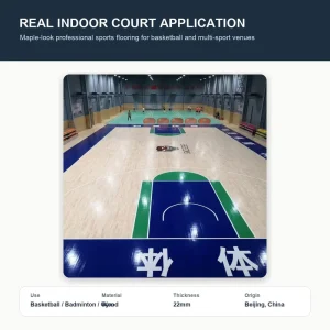22mm Maple Wood Interlocking Indoor Sports Flooring Tiles Anti slip Shock Absorption for Basketball and Multi sport Courts