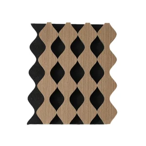 2400x300mm Geometric Wood Slat Acoustic Panel 3D Wavy Lattice Design Akupanel for Boutique Hotels Boardrooms Bedrooms Sound