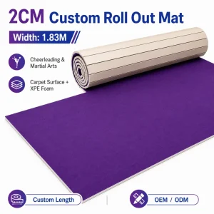 2CM Custom Roll-Out Gymnastics Mat 1.83M Width Carpet Foam Floor for Cheerleading and Martial Arts Training