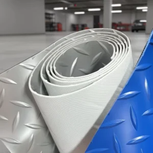 2mm Diamond Plate or Willow Rubber Flooring Design 18 Silver with Textured Bottom Surface