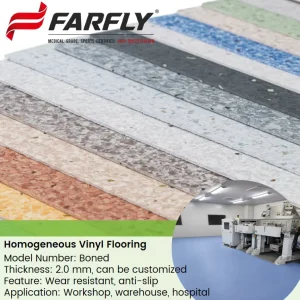2mm Wear Resistant Anti slip PVC Homogeneous Vinyl Flooring For Workshop Customized Stocklot Plastic Flooring For Warehouse