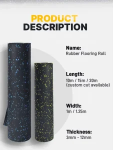 3 12mm Thick Indoor Anti slip Gym Rubber Flooring Rolls Rubber Roll Fitness Mats
