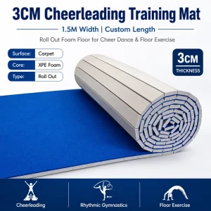 3CM Cheerleading Training Mat 1.5M Width Roll-Out Foam Floor for Cheer Dance and Free Exercise