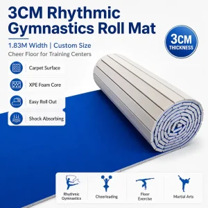 3CM Rhythmic Gymnastics Roll Mat 1.83M Width Custom Size Cheer Floor for Training Centers