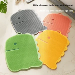 3CR13 Dinosaur-Shaped Non-Slip Foot Mat Massage Tool for Showering, Washing Feet, Exfoliation and Dead Skin Removal