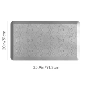 3D Geometric Anti-Fatigue Cushioned Kitchen Floor Mat with Embossed Mandala Pattern