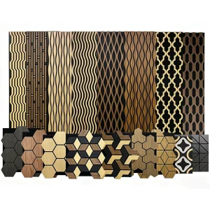 3D Hexagon Acoustic Wall Panels Modern Wood Grain Soundproofing Decor for Home Studio and Office