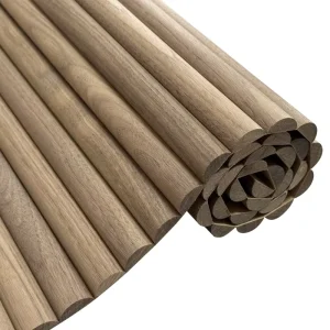 3D Modern Acoustic Diffuser Wall Covering Panel Super Flexible Natural Solid Oak Walnut White Ash Wooden Fluted Wood Veneer Home