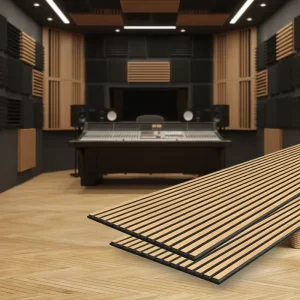 3D Slat Modern Wooden Acoustic Wall Panels for Studio Office Hotel Commercial Projects