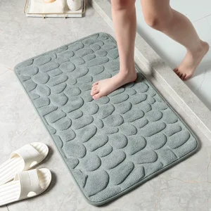 3D Stone Shape Bathroom Door Mat 40x60CM Polyester Thick Absorbent Floor Mat