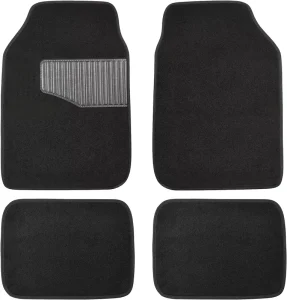 4-Pack Universal Carpet Floor Mats for Auto SUV Van Standard Size Black Non-Slip Base