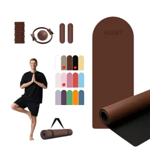 4.5mm Custom Logo Natural Rubber PU Anti-Slip Oval Arch Yoga Mat with Alignment Line