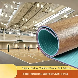 4.5mm Eco Wood Grain PVC Sports Roll Anti slip Flooring for Commercial Indoor Basketball Court